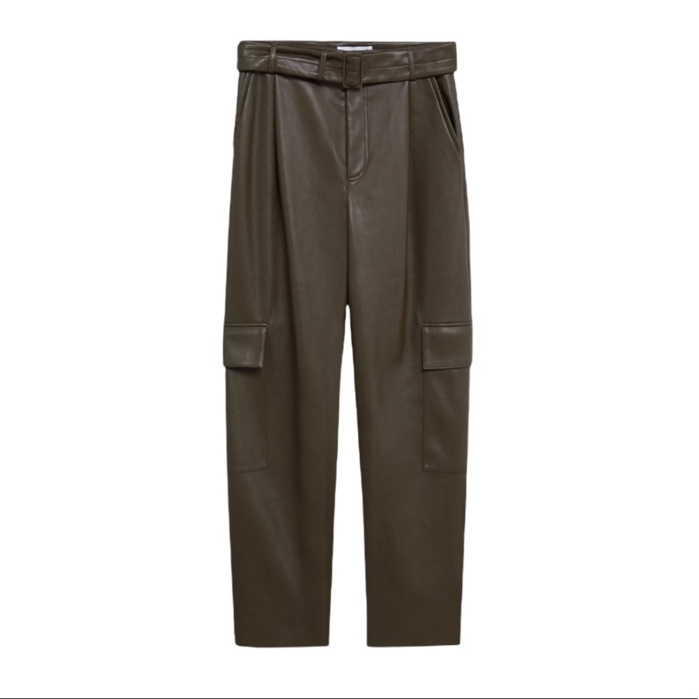 Mango Relaxed fit faux-leather pants